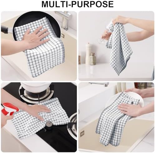 Kitinjoy 12 Pack Dishcloths and Kitchen Towels Sets, Grey