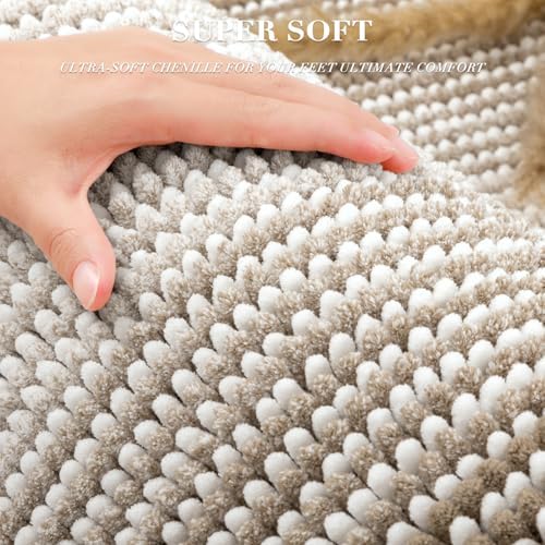 BSICPRO Bathroom Rugs Sets 3 Piece, U-Shaped Toilet Mat Sets, Light