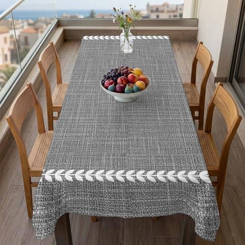 Country Gray Linen Texture Rectangle Tablecloth 60x120 Inches,White