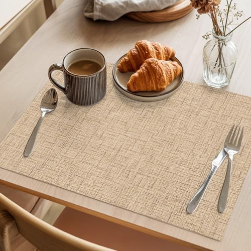 Round Placemats Set of 12 Minimalist Beige Place Mats Rustic Neutral