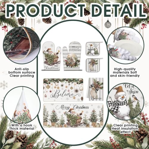 HunnmingRe 10 Pcs Neutral Christmas Kitchen Decor Accessories Set for