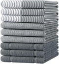 Homaxy 9 Pack Cotton Terry Premium Kitchen Towels, 18 x 28 in, Grey