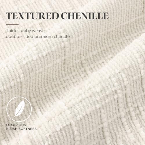 Pallene Cream White Textured Chenille Throw Pillow Covers 12x20 Set of