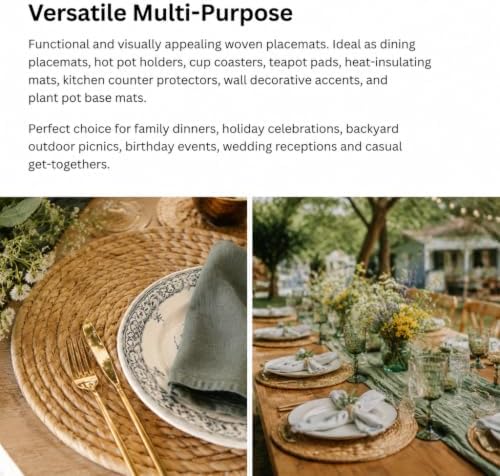 20 Pack Round Woven Placemats, 11.8 Inch Boho Table Mats