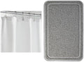 GORILLA GRIP Shower Curtain, 72x72, White and Loofah Shower Mat