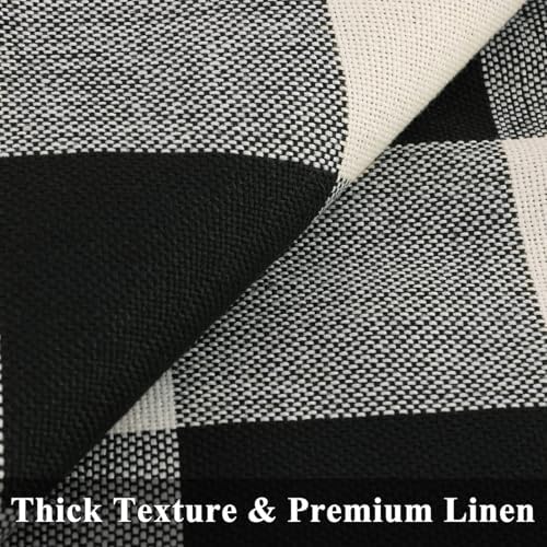 decorUhome Fall Plaid Linen Throw Pillow Covers 22x22 Set of 2 Black