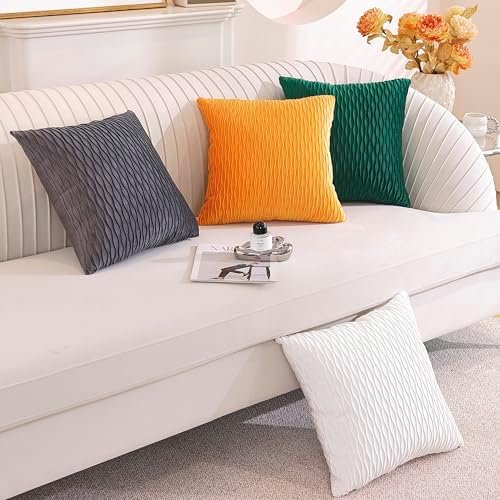 TAOSON Pack of 2,Navy Blue Velvet Throw Pillow Covers,Original Striped