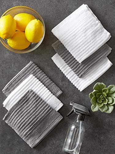J&M Home Fashions, Cotton Ribbed Terry Dish Towels, Ultra Absorbent
