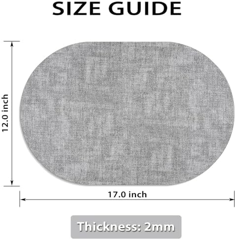 Faux Leather Oval Placemats Set of 12, Grey