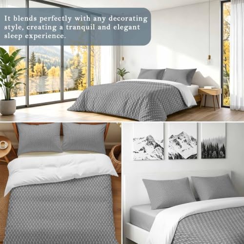 DecorLovee Grey Abstract Art Duvet Cover Set 3 Pieces with Zipper