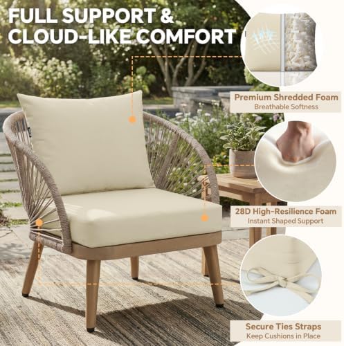 Favoyard Outdoor Chair Cushions Set, Beige, 24 x 24 x 4 inch