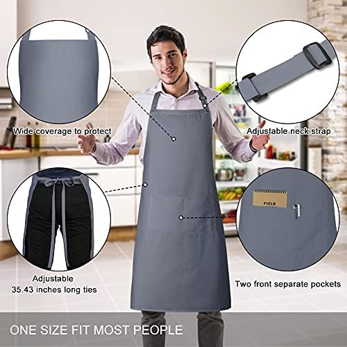 Jubatus 2 Pack 100% Cotton Aprons with 2 Pockets Cooking Chef Kitchen