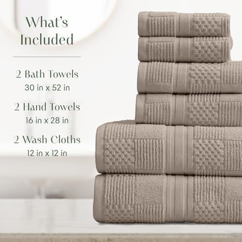 Springtree Home 100% Cotton Bath Towel Set | 6-Piece Set | Textured