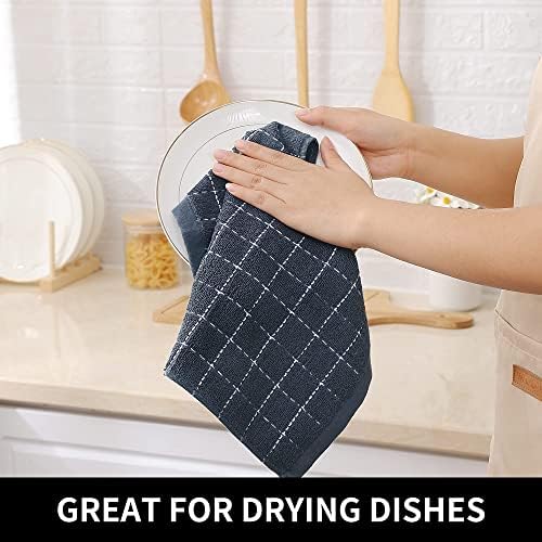 Homaxy 100% Cotton Terry Kitchen Dish Cloths, 8 Pack, Dark Grey