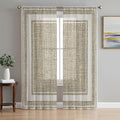 Beige Rustic Sheer Curtains 63 Inch Length 2 Panels Set, Farmhouse