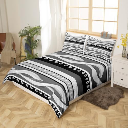 Duvet Cover Full Size,Modern Grey Bohemian Soft Bedding Set,Abstract