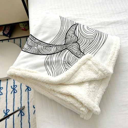 Sketch Double-Layer Sherpa Fleece Throw Blanket 60”x 80”