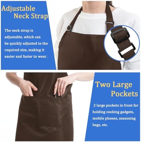 4 Pack Chef Apron, Adjustable Apron with 2 Pockets, Unisex