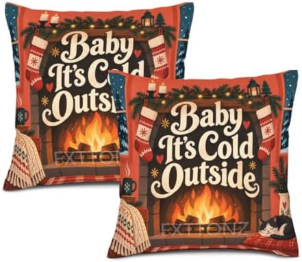 Cabin Plaid Pillow Covers 22x22 Inch Set of 2 Linen for Christmas