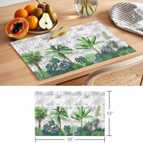 Placemats Set of 8, Summer Botanical Woven Placemat, Linen Place Mats