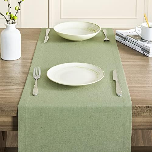 ZeeMart Basic Linen Style Table Runner, 14x90 Inch Sage Green