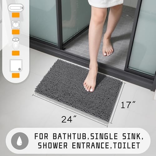 Yimobra Washable Bathroom Rugs, Super Soft & Absorbent Chenille Bath