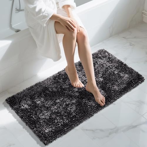 Yimobra 2 Pack Non Slip Chenille Bath Mats - Extra Thick Ultra Soft