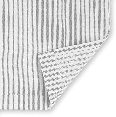 Alloy Gray and White Ticking Stripe Shower Curtain Woven Cotton