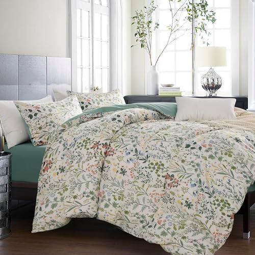 King Size Duvet Cover 100% Brushed Microfiber 3 Pieces Fresh Garden