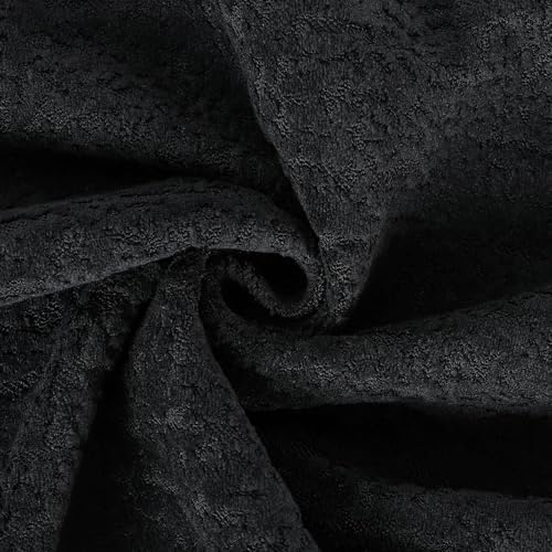 MADIZZ Pack of 2 Chenille Velvet Throw Pillow Covers 18x18 Inch Black