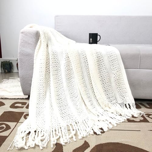 Farmhouse Knit Throw Blanket Soft Warm Cozy Light Weight Knitted
