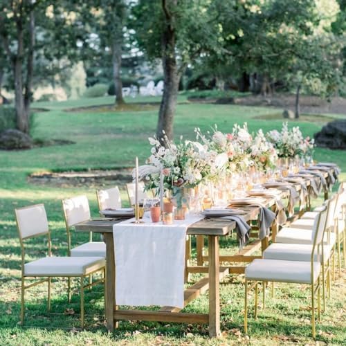 White Table Runners 2 Packs 13x108 Inch Burlap Linen Boho Table Runner