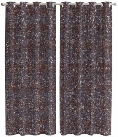 Brown Window Curtains Panels with Silver Grommet, Farmhouse Vintage