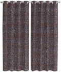Brown Window Curtains Panels with Silver Grommet, Farmhouse Vintage
