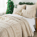 WDCOZY Christmas King Size Quilt Bedding Sets with Pillow Shams, Beige