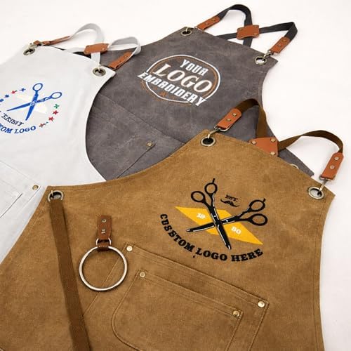 TEEAMORE Custom Design Apron for Men Women Adjustable Crossback Thick