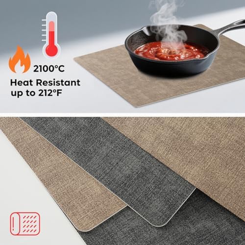6 Placemats and 6 Coasters Set PU Leather Placemats for Dining Table
