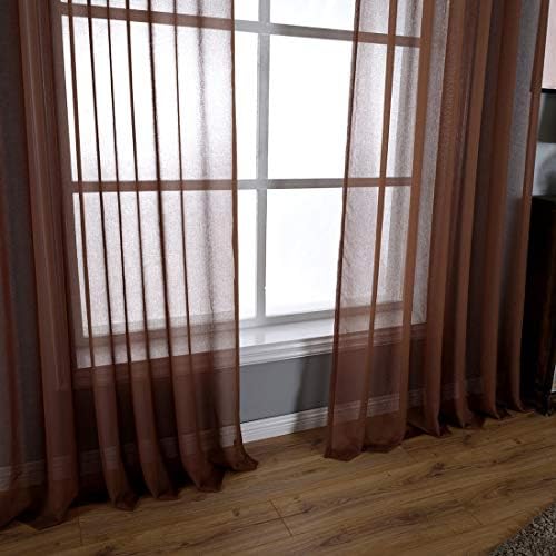 vctops Solid Sheer Window Curtains for Bedroom 96 inches Long Linen