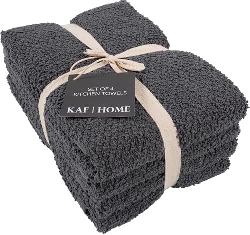 KAF Home Set of 4 Deluxe Popcorn Terry Kitchen Towels | 20 x 30 Inches