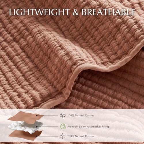 EverGrace Cotton Ribbed Matelassé Coverlet Set, King Size, Clay