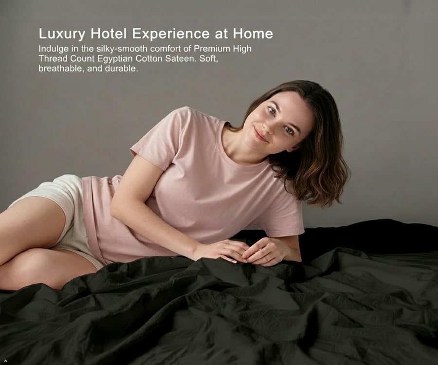 800 Series Egyptian Cotton King Sheets Soft Luxury Charcoal Grey