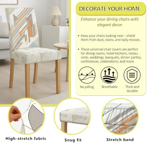 Geometric Chair Covers for Dining Chairs, Modern Contemporary Lines