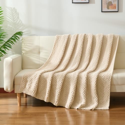 Chunky Chenille Knit Throw Blanket for Couch 60"x80"