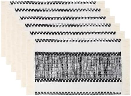 Farmhouse Wipeable Cotton Linen Placemats Set of 6 Dining Table Decor