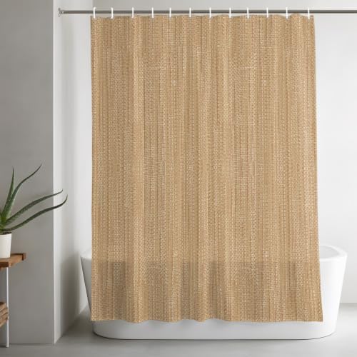 Shower Curtain, Minimalist Light Brown Waterproof Shower Curtain Set