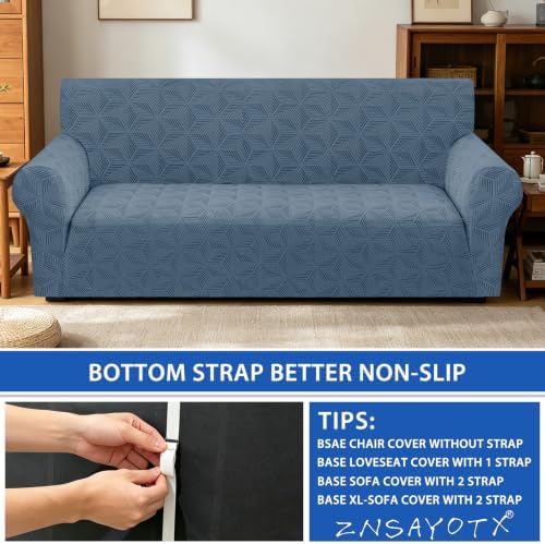 ZNSAYOTX Stretch Couch Cover, 1 Piece Sofa Covers for 3 Cushion Couch