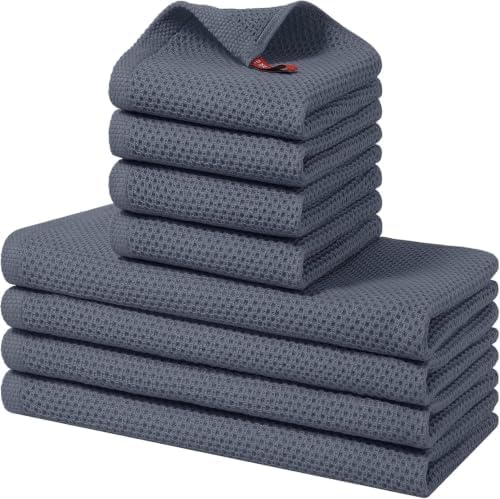 8 Pack 100% Cotton Kitchen Towels and Dishcloths Set