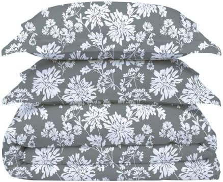 Feather & Stitch Queen Size Duvet Cover Set, 500 Thread Count Damask