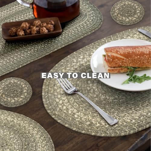 Homespice Grey Cloud Braided Table Runner for Farmhouse Decor, Rect