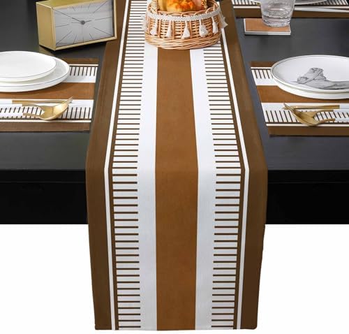 Brown Stripes Table Mats Set of 6 With Table Runner 90 Inches